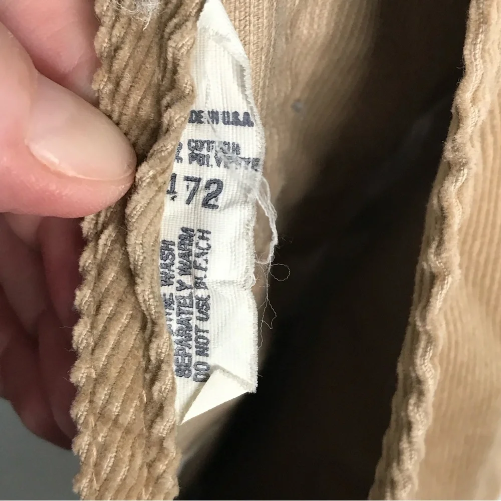 Vintage OshKosh Brown Corduroy Dress Jumper Overalls Pre 1980 USA Made Union Tag